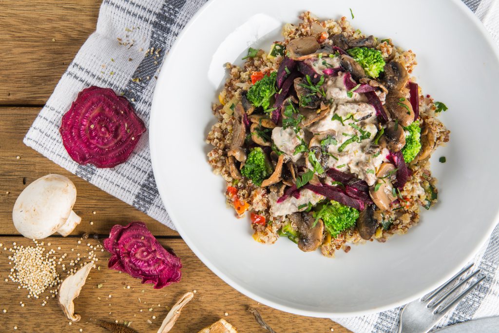 Healthy Angus Beef Stroganoff with Mixed Quinoa 